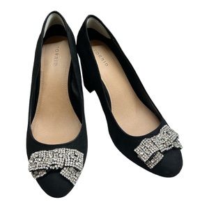 Sz 10.5  Black Sorter Rhinestone Bow Pump Heels Torrid